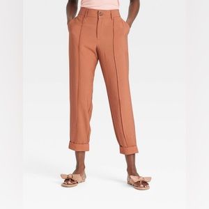 High-rise Slim Straight Leg Ankle Pants